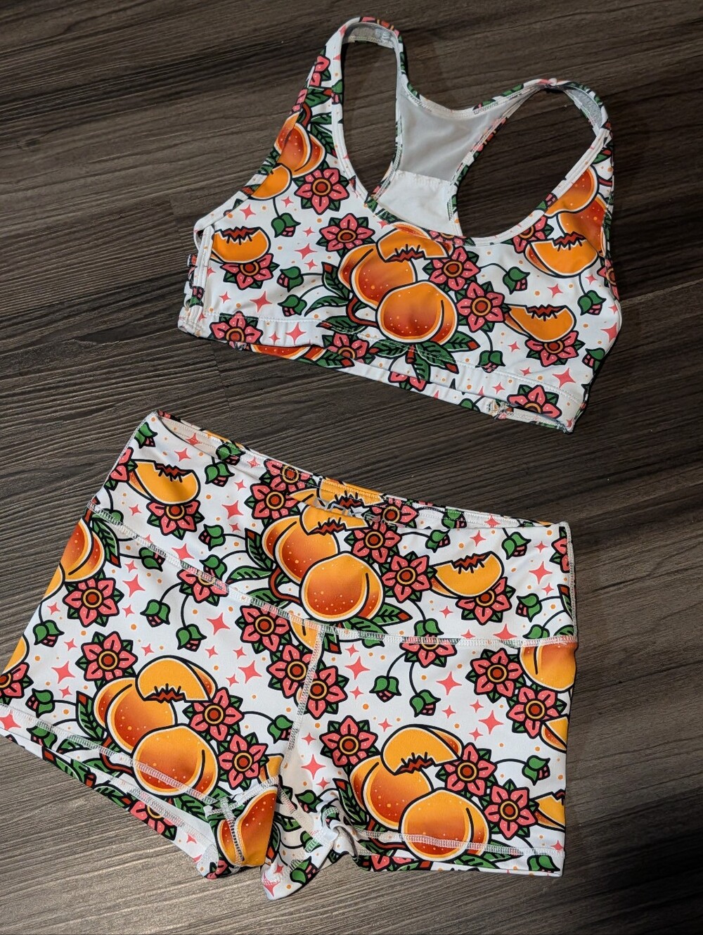 Rokfit Peach Blossom Active Crop Top & Shorts Set - Small